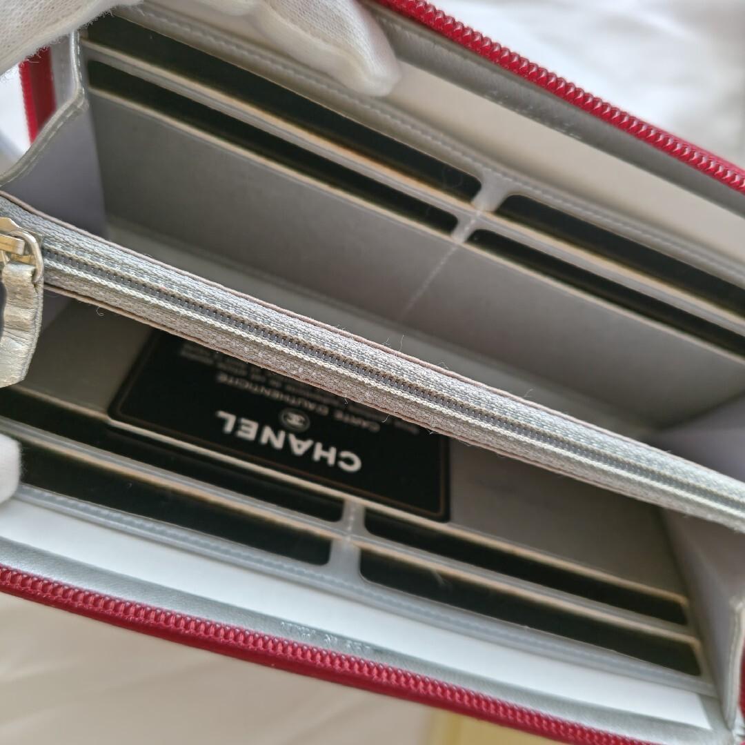 CHANEL シャネル カメリア ラウンドジップ 長財布 赤