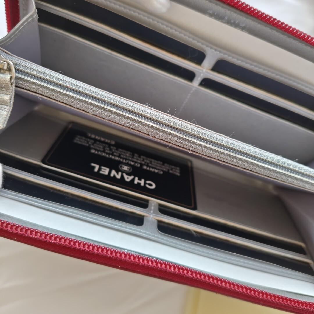 CHANEL シャネル カメリア ラウンドジップ 長財布 赤