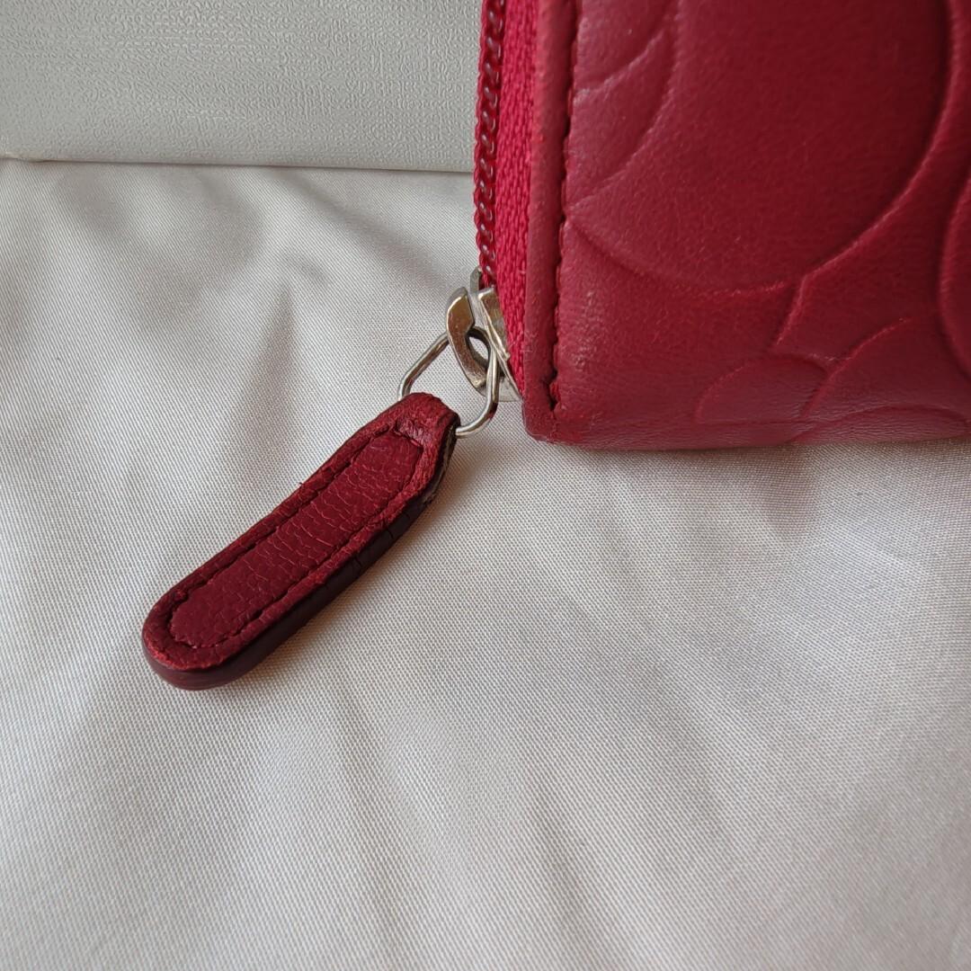 CHANEL シャネル カメリア ラウンドジップ 長財布 赤