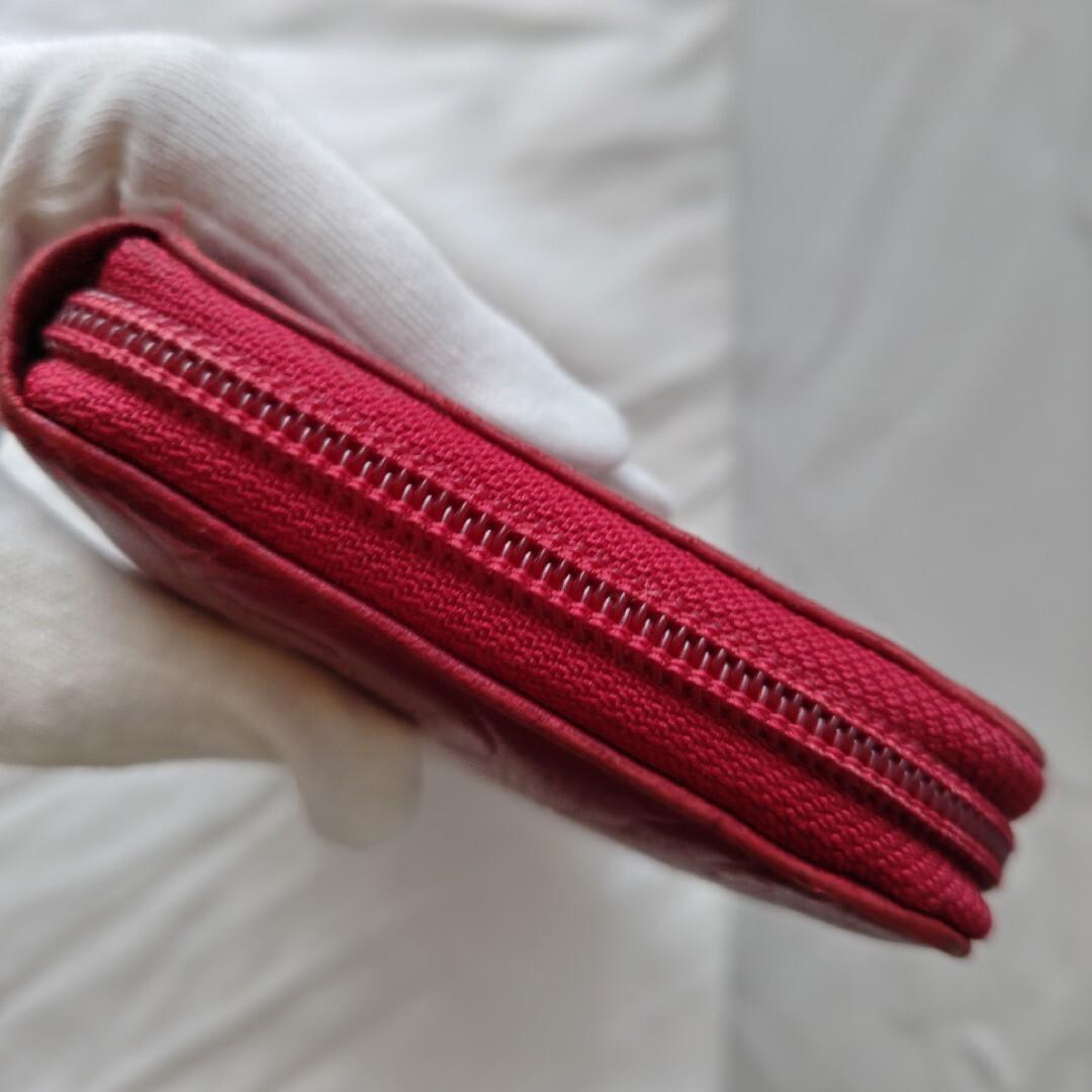 CHANEL シャネル カメリア ラウンドジップ 長財布 赤