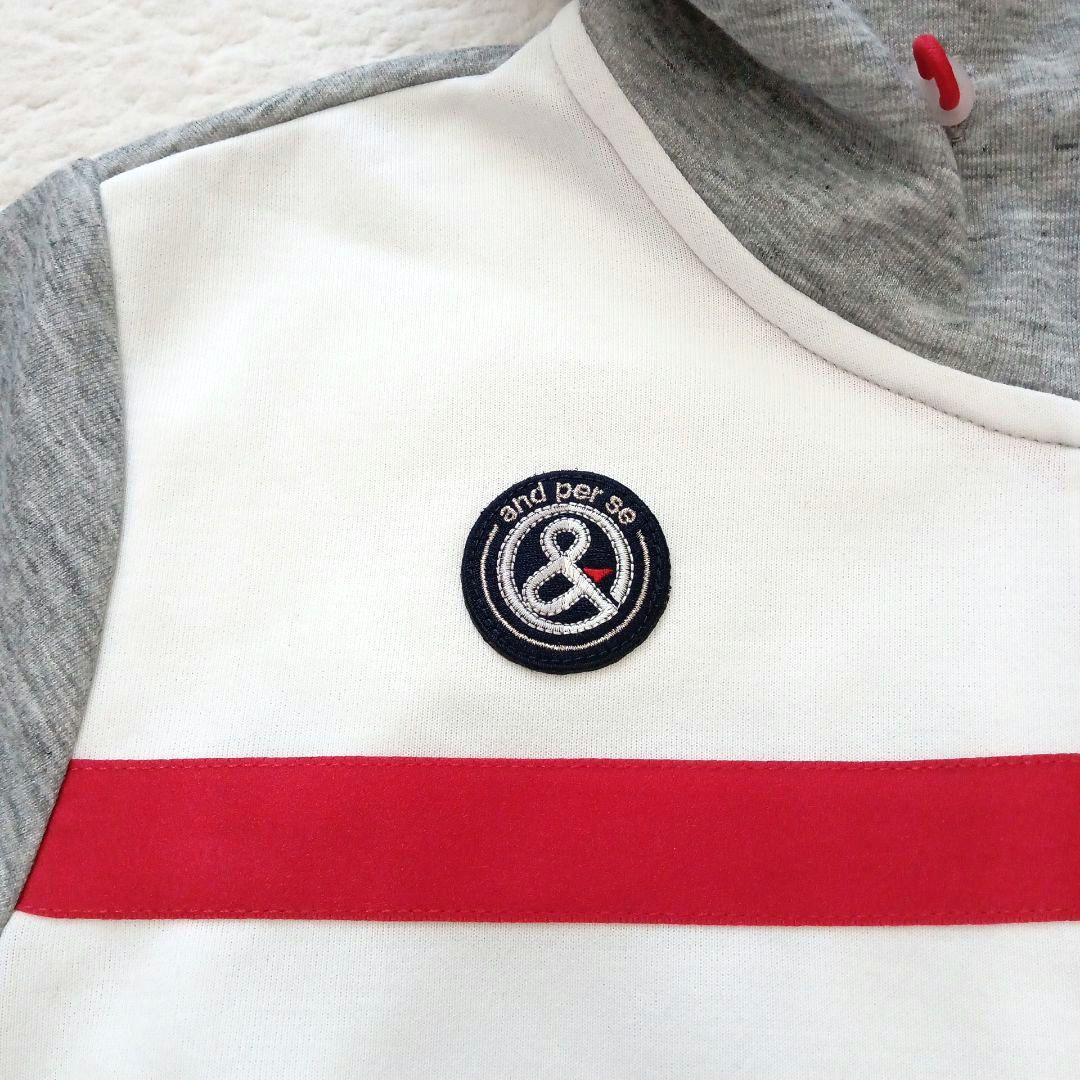 and per se フルオープン スウェット パーカー グレー×白 Lサイズ