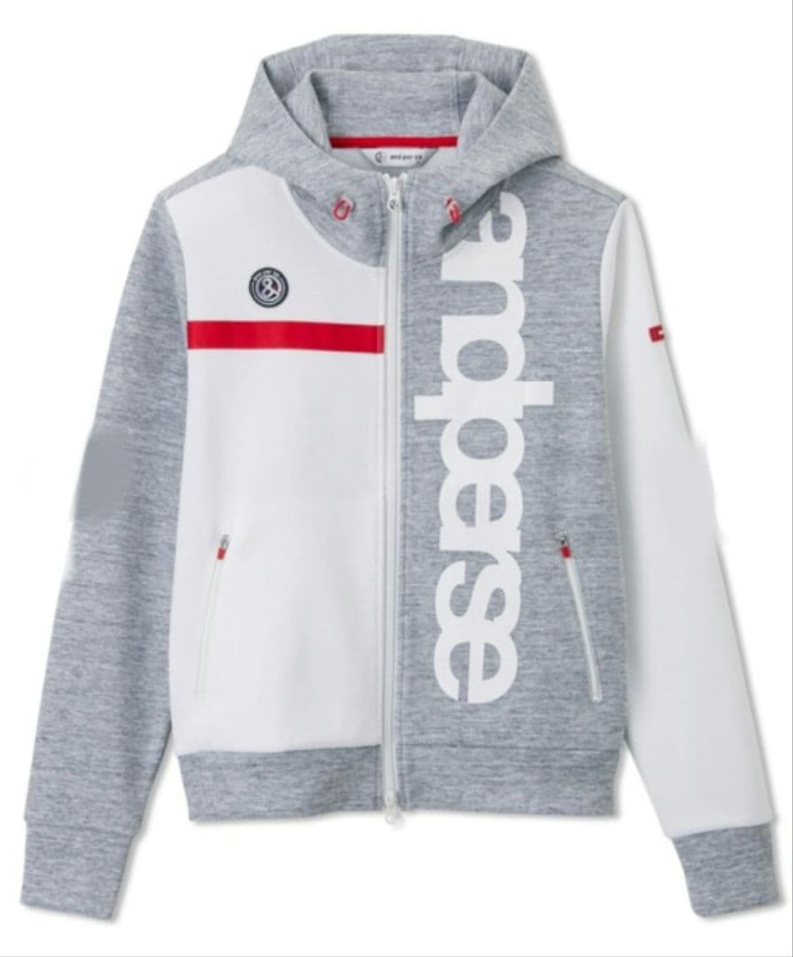 and per se フルオープン スウェット パーカー グレー×白 Lサイズ