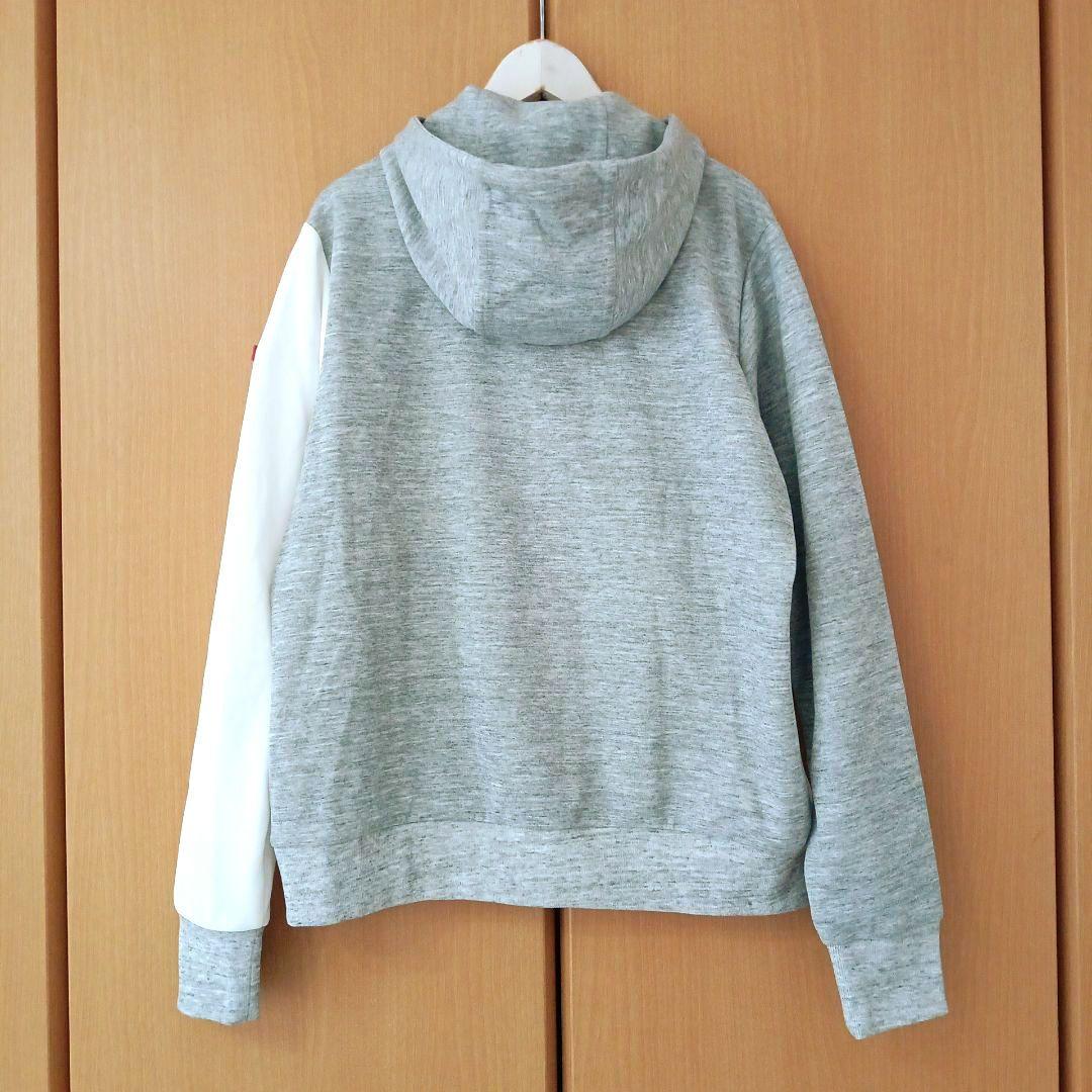 and per se フルオープン スウェット パーカー グレー×白 Lサイズ
