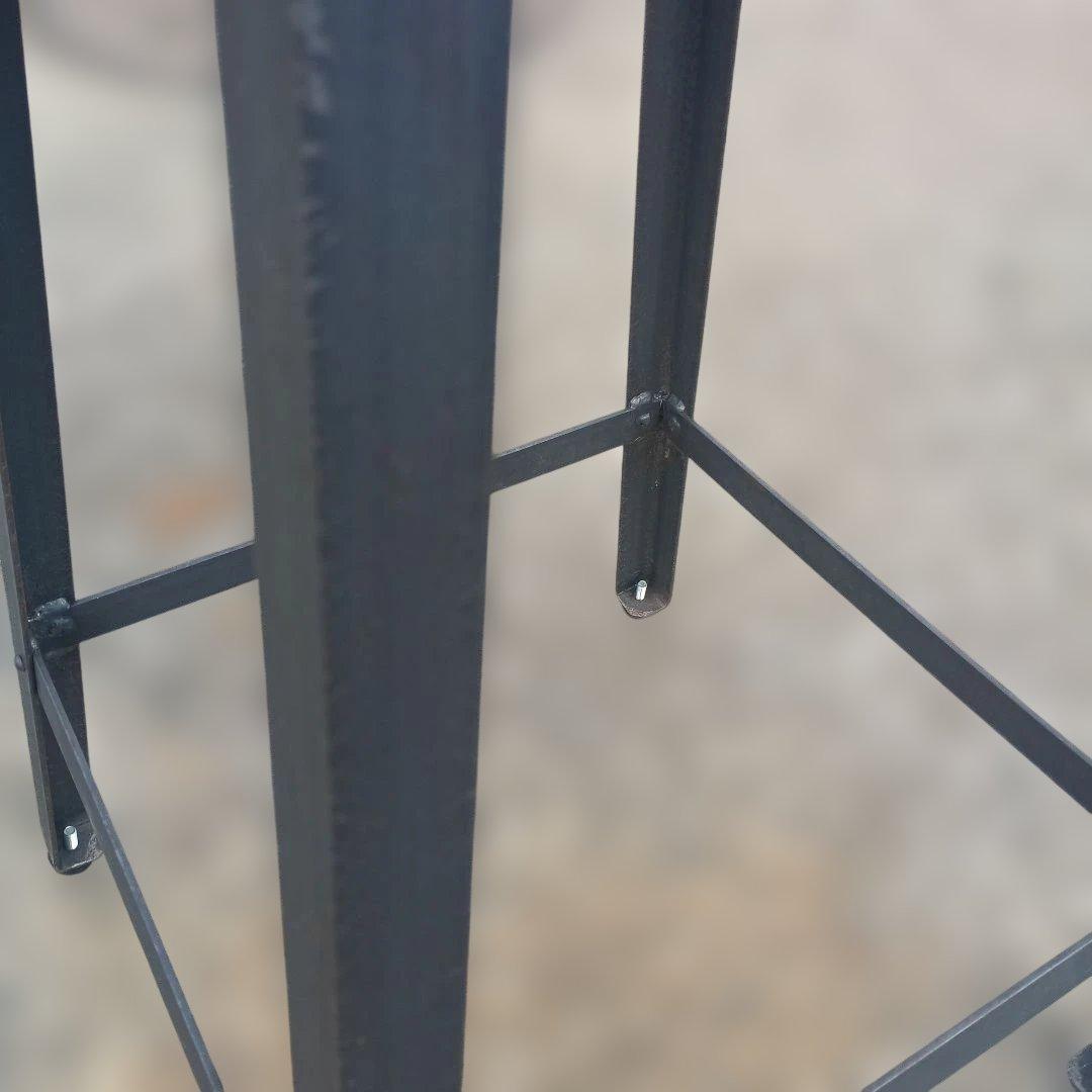 S*y様 5003)円形木製座面のアイアンスツール　ヴィンテージ　インダストリア