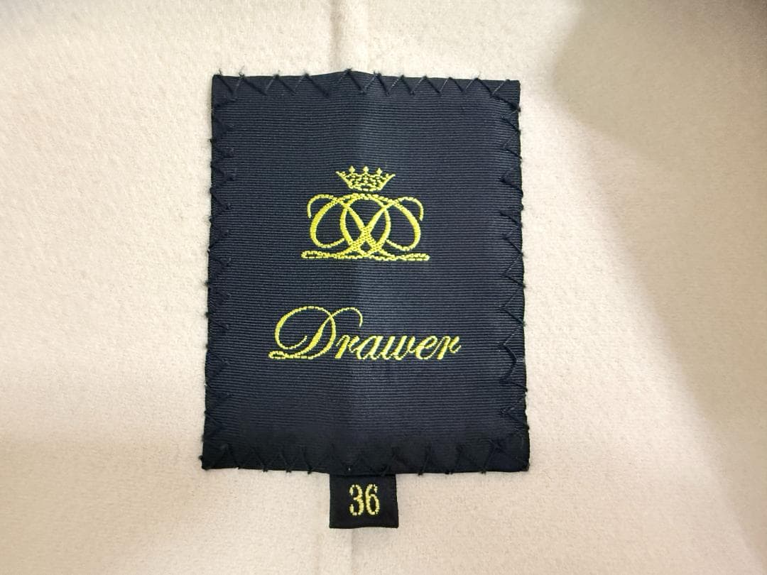 極美品★Drawer/ドゥロワーリバーノーカラコート36