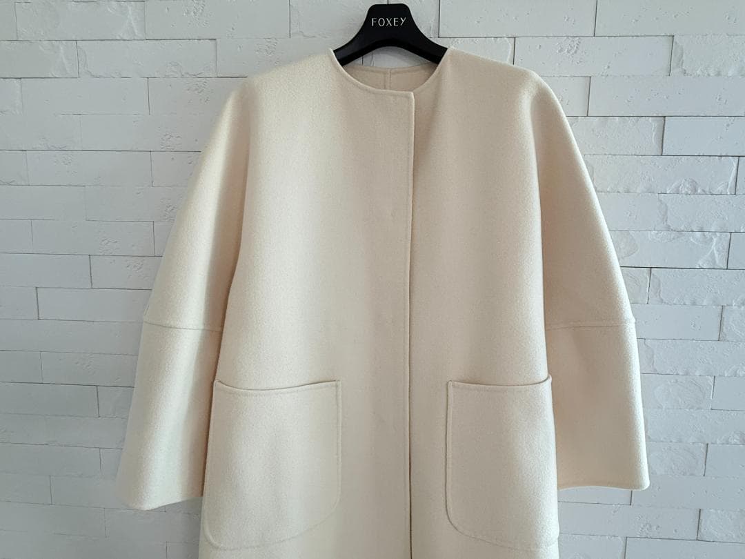 極美品★Drawer/ドゥロワーリバーノーカラコート36