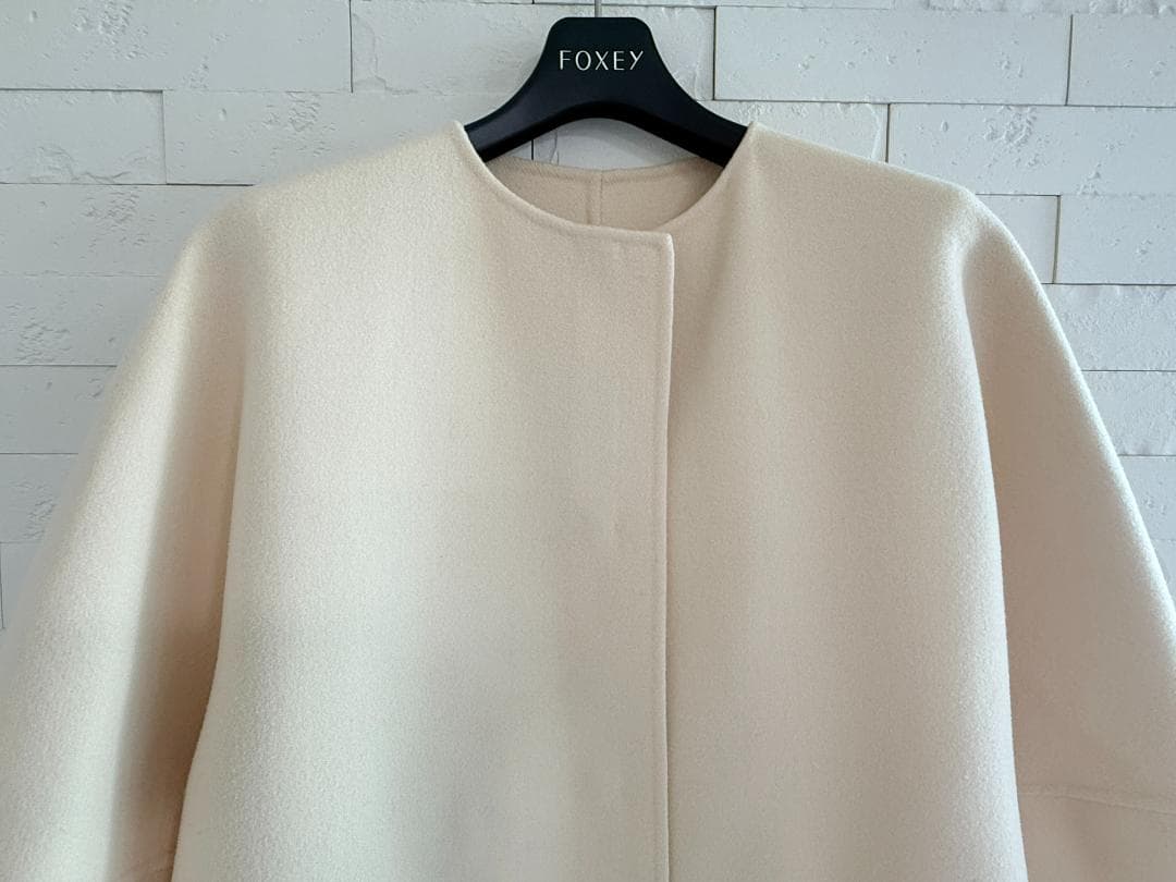 極美品★Drawer/ドゥロワーリバーノーカラコート36