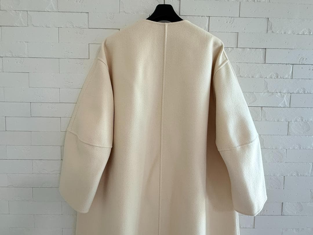 極美品★Drawer/ドゥロワーリバーノーカラコート36