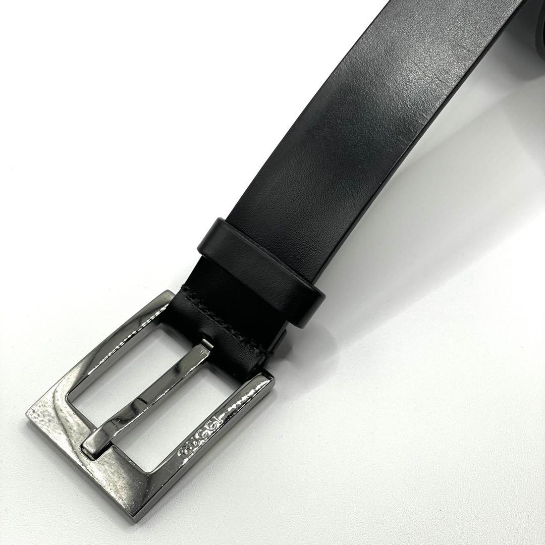 GUCCI レザー ベルト ブラック×シルバー レディース