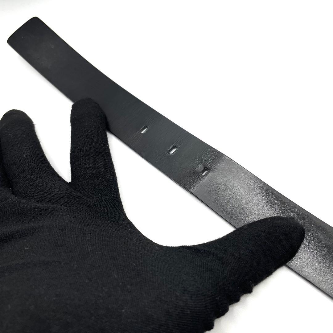 GUCCI レザー ベルト ブラック×シルバー レディース