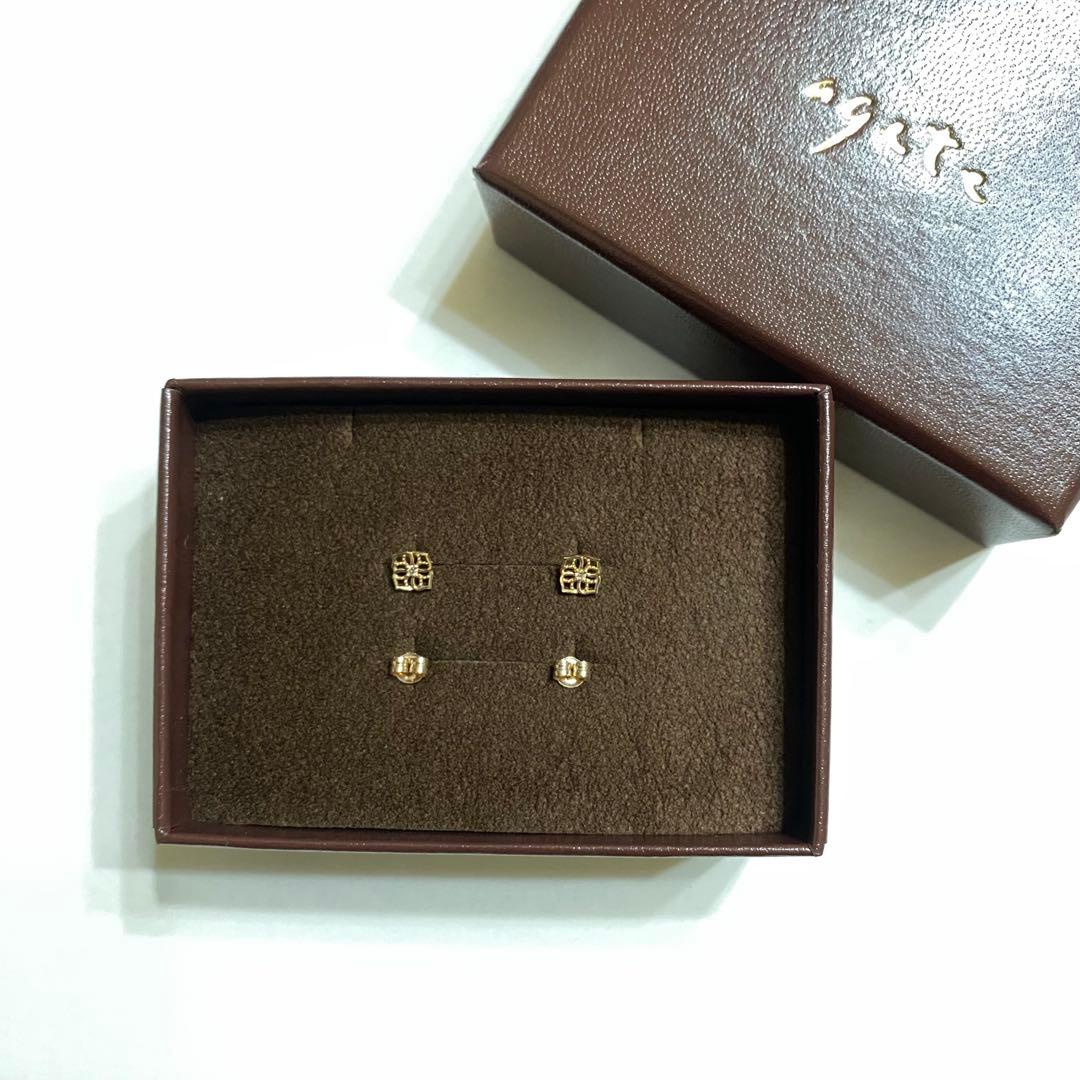 agete アガットK10 ダイヤモンド 0.04ct ピアス 【未使用】