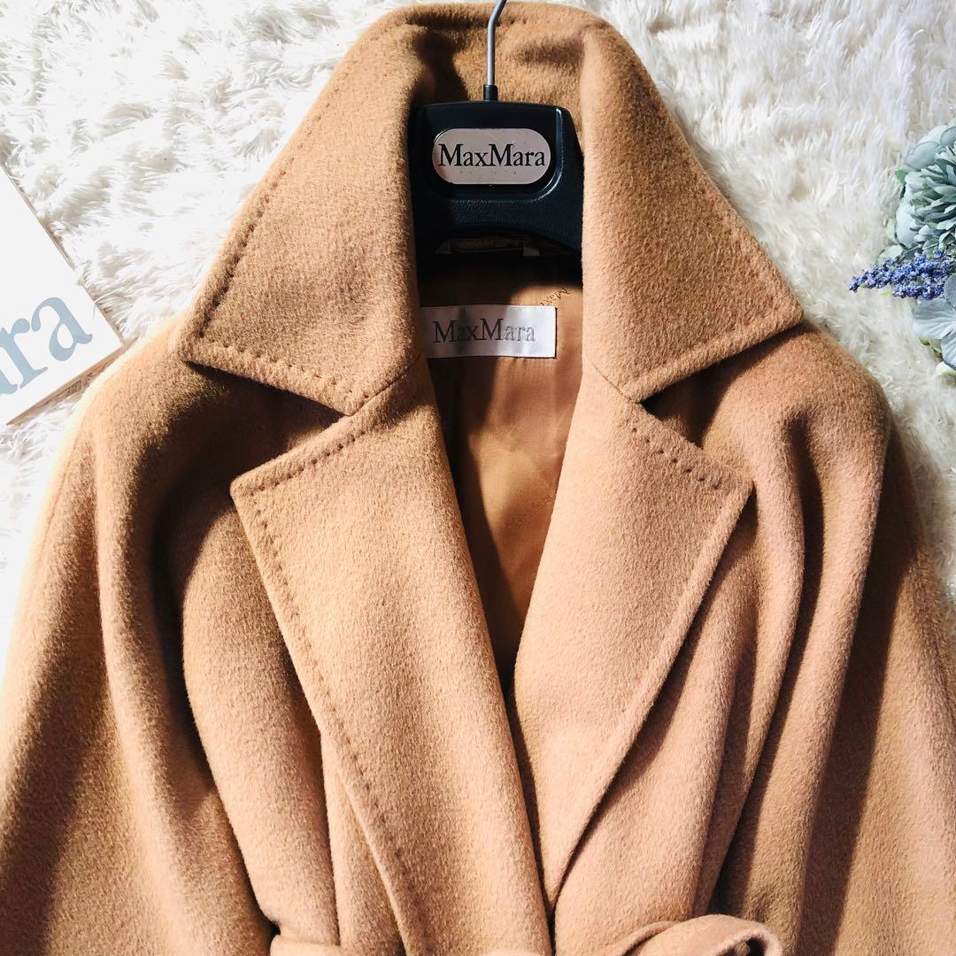 希少46大きめ✨美品 マックスマーラ マニュエラコート キャメル100% 白