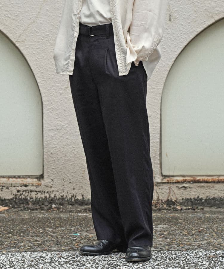 shiun LINEN BELTED PANTS 黒　サイズМ
