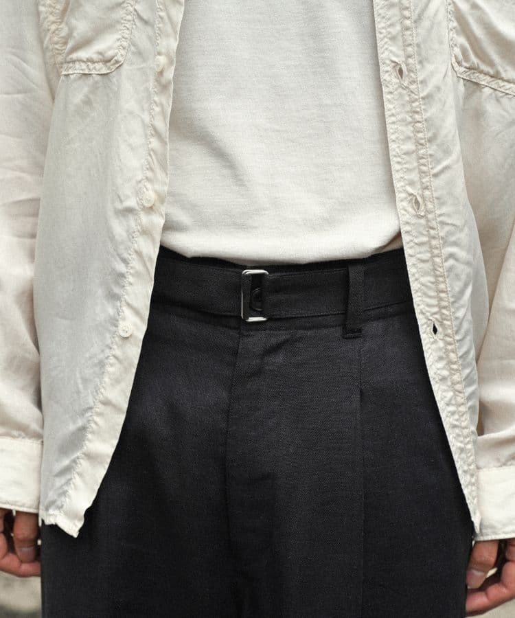 shiun LINEN BELTED PANTS 黒　サイズМ