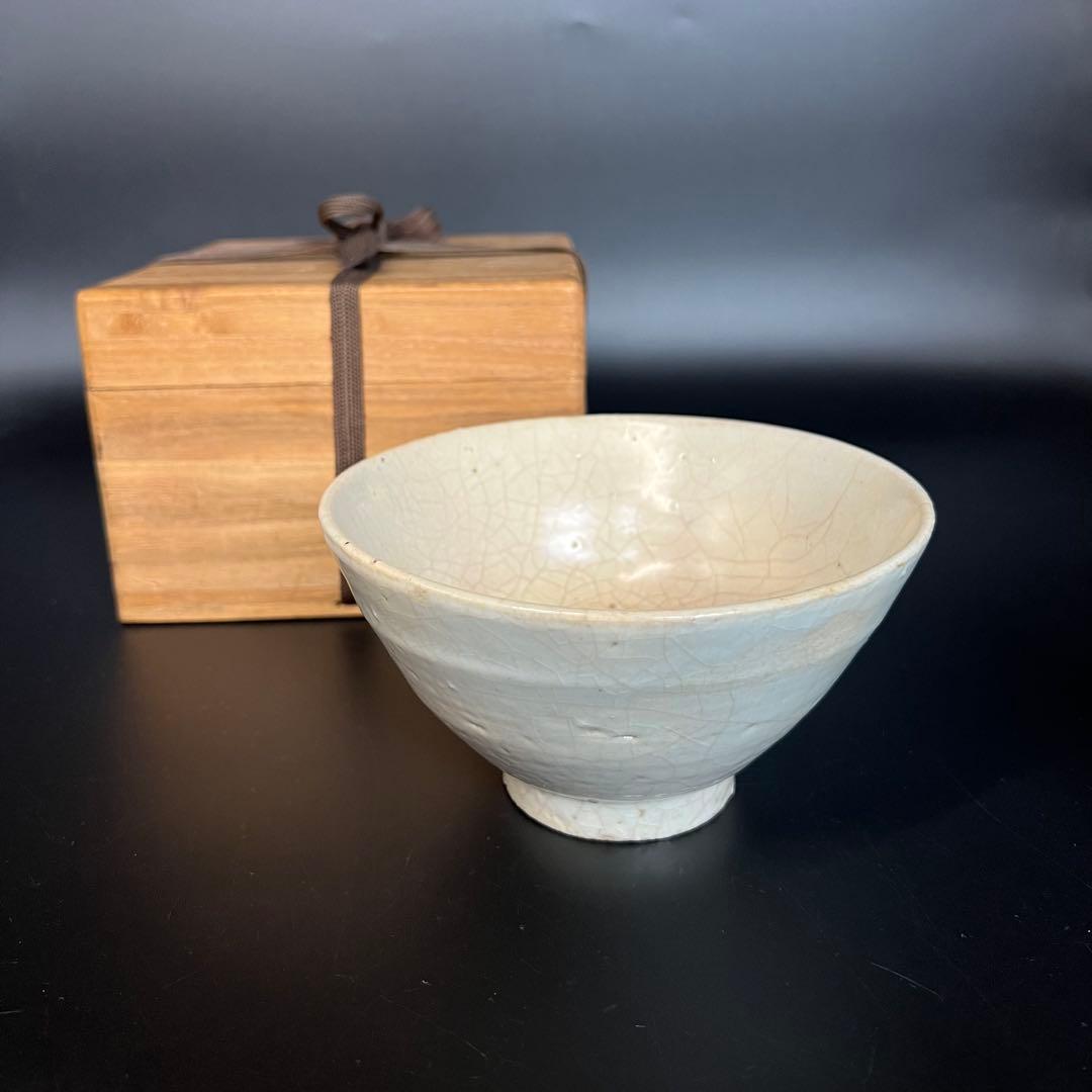 ◎古美術 庵々◎李朝 白磁 茶碗 共箱付◎韓国 李氏