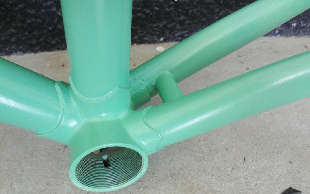 【概ね良好　リペイント】クロモリ　ロードバイク　フレーム　ビアンキ カラー