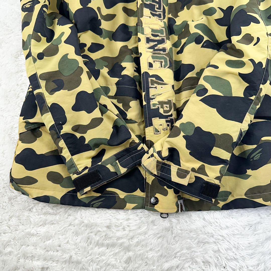 き*う様 ア ベイシング エイプ　1stサル迷彩柄 スノボジャケット 黄色　L