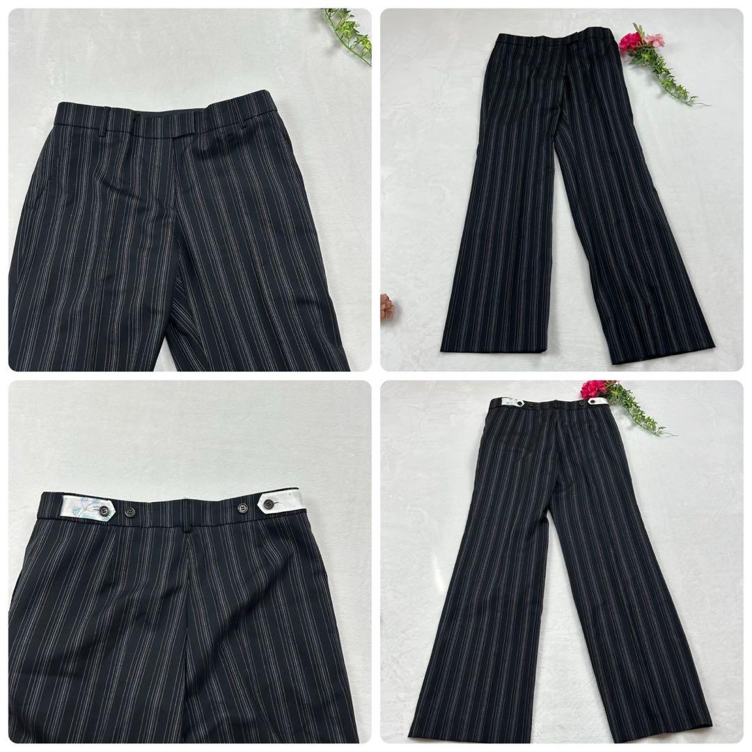 F158 美品 2XL 3L 46 ポールスミスブラック ストライプ レディース