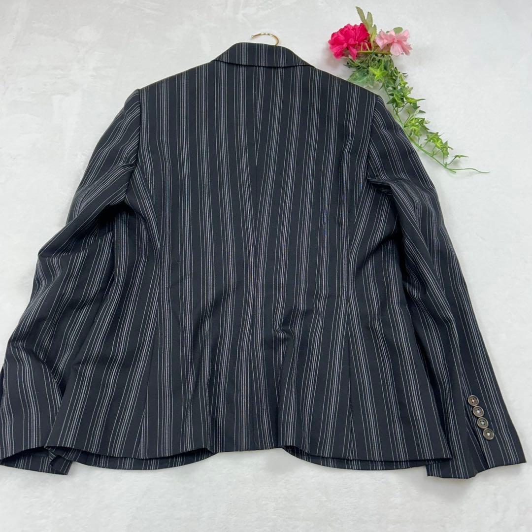 F158 美品 2XL 3L 46 ポールスミスブラック ストライプ レディース