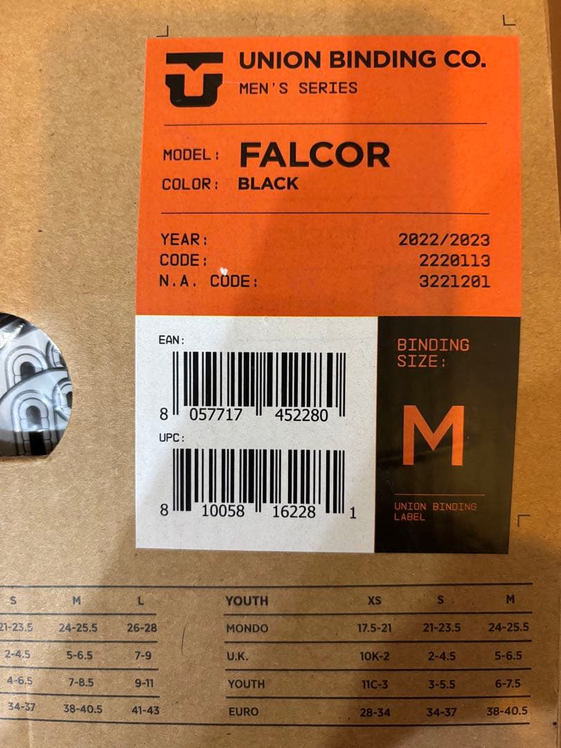 22-23 UNION FALCOR サイズM ビンディング ブラック