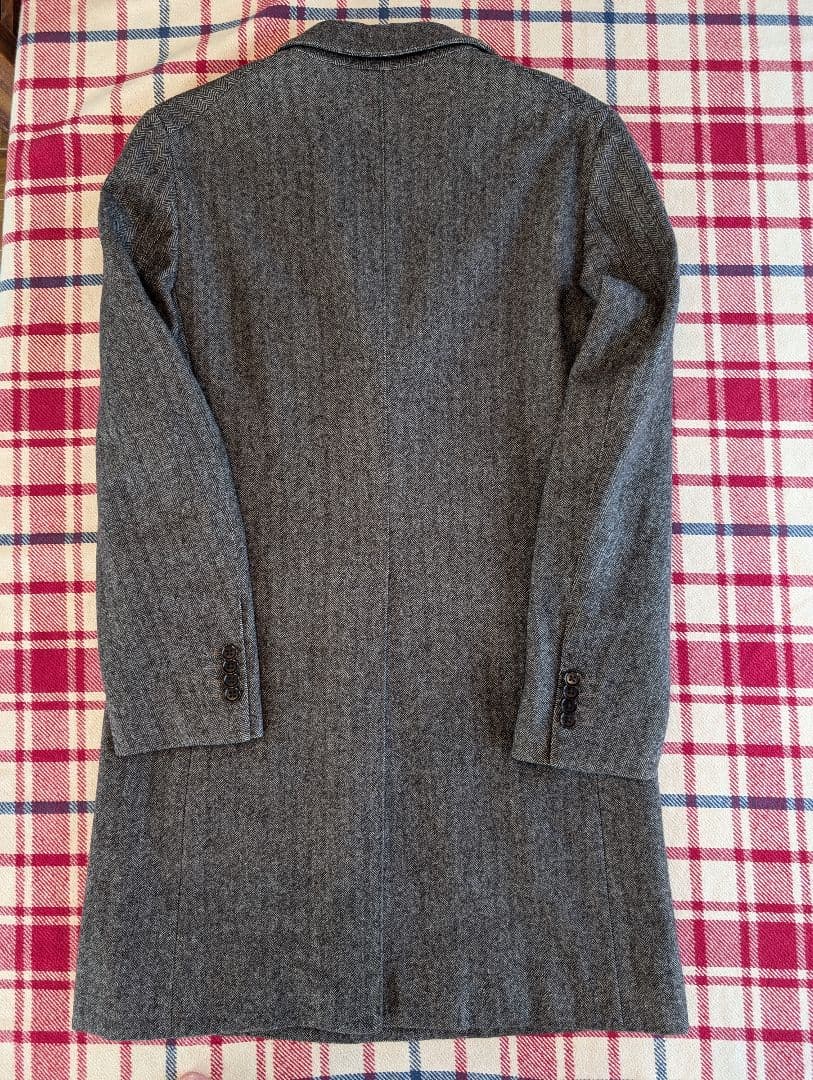 ユナイテッドアローズ チェスターコート 茶系ヘリンボン イタリア素材