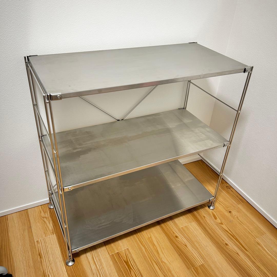 無印良品　ステンレスユニットシェルフ・ステンレス棚セット・ワイド・小