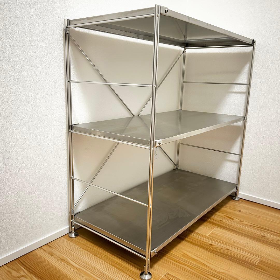 無印良品　ステンレスユニットシェルフ・ステンレス棚セット・ワイド・小