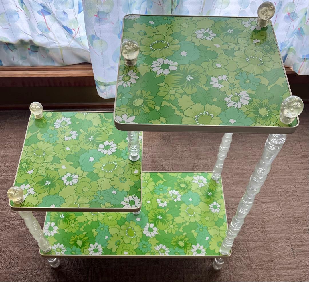 花柄 サイドテーブル 花台 飾り棚 レトロポップ 昭和レトロ