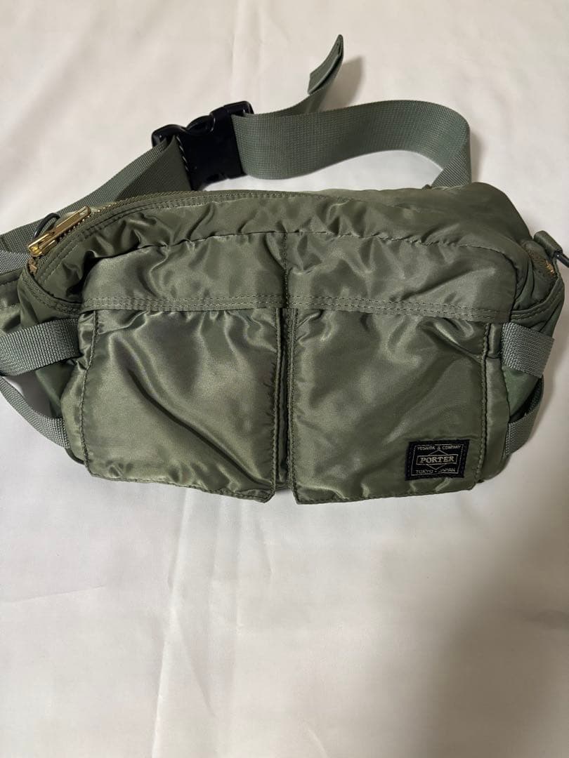 美品 PORTER タンカー セージグリーン ウエストバッグ ボディバッグ