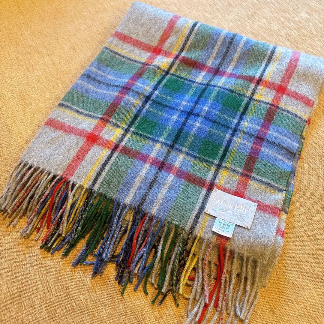 ジョシュアエリス 美品 ショール マフラー カシミヤ100 チェック