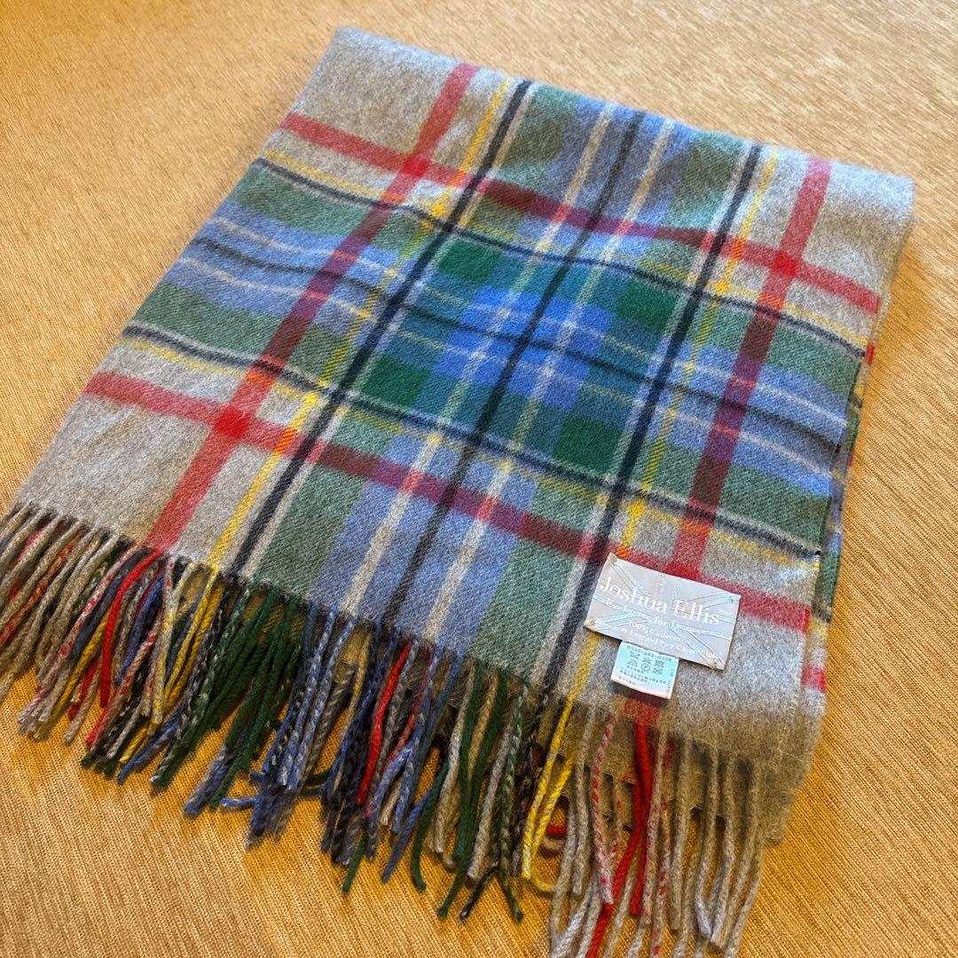 ジョシュアエリス 美品 ショール マフラー カシミヤ100 チェック