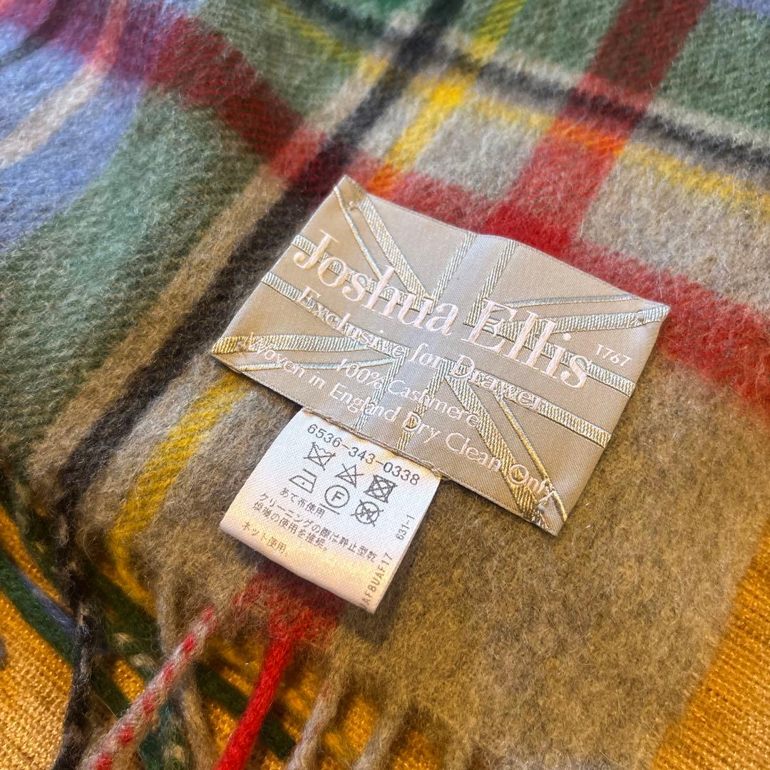 ジョシュアエリス 美品 ショール マフラー カシミヤ100 チェック