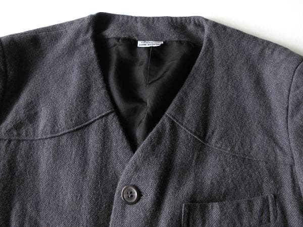 美品 コムデギャルソンオムドゥ 2017AW ウール縮絨ノーカラージャケット S