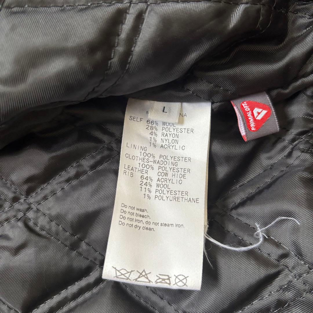 アダムエロペ 袖牛革 スタジャン L プリマロフト キルティング アウター L