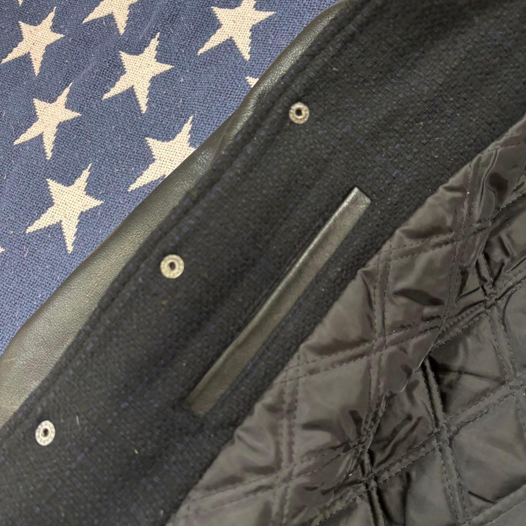 アダムエロペ 袖牛革 スタジャン L プリマロフト キルティング アウター L