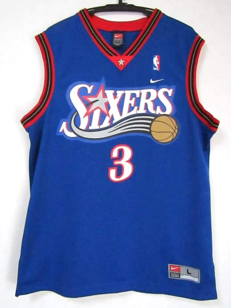 NBA 76ers アレン・アイバーソン IVERSON #3 ユニフォーム 青 - メルカリ