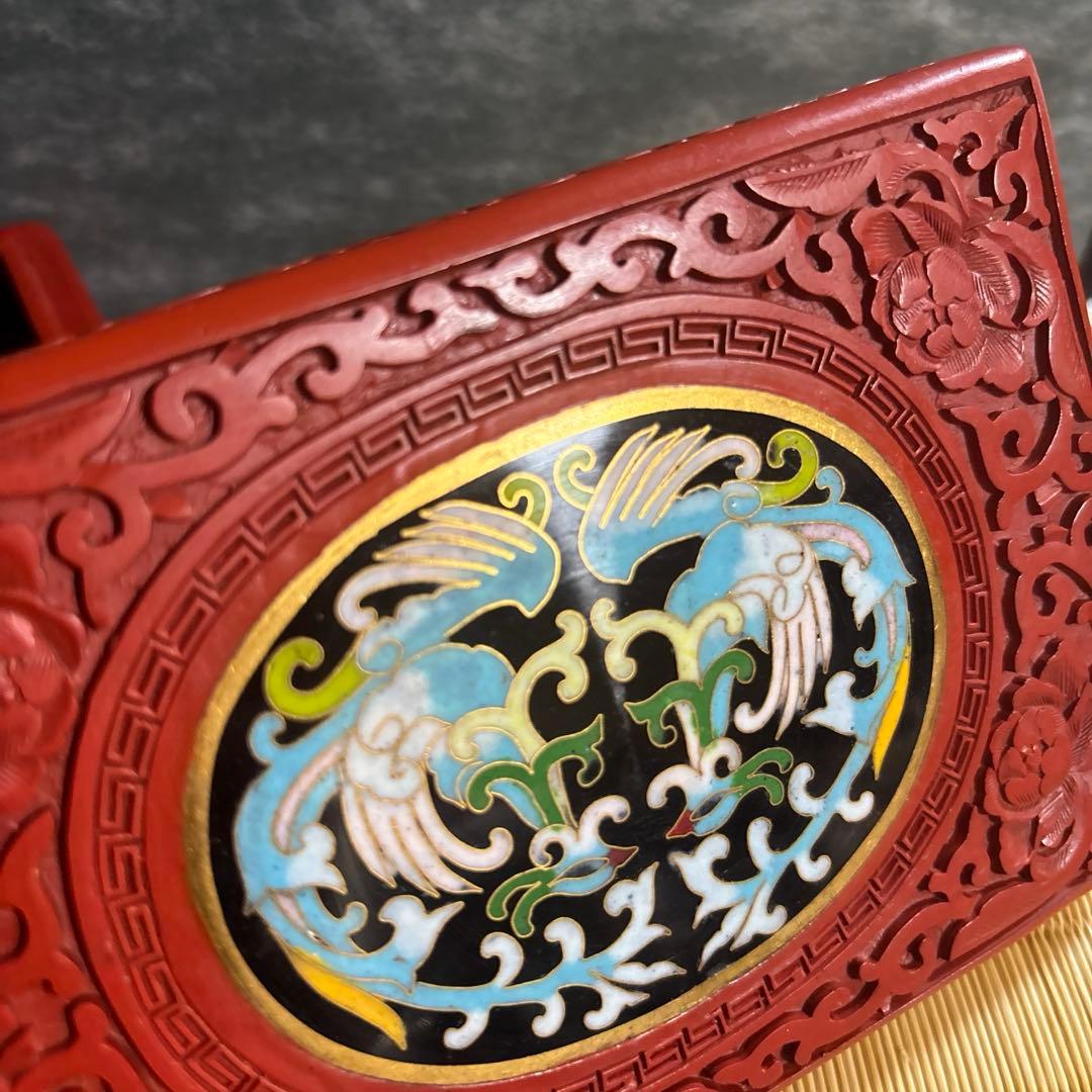 希少 古美術 七宝 堆朱 小物入れ