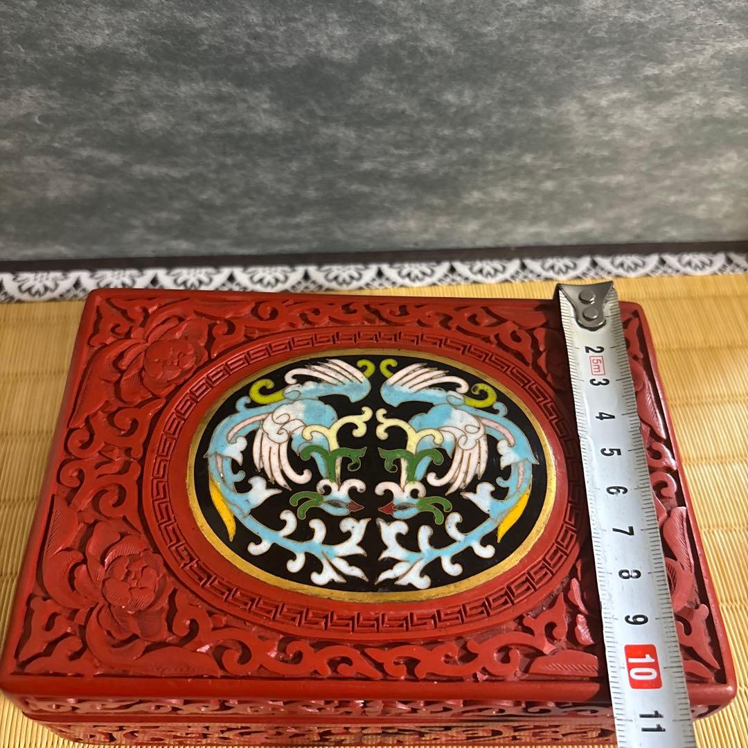 希少 古美術 七宝 堆朱 小物入れ