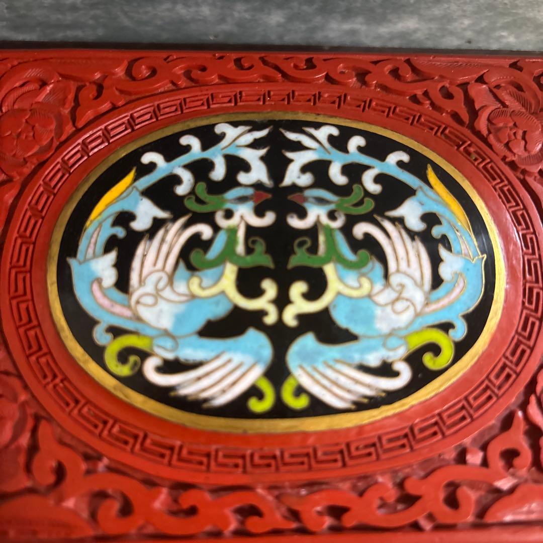 希少 古美術 七宝 堆朱 小物入れ