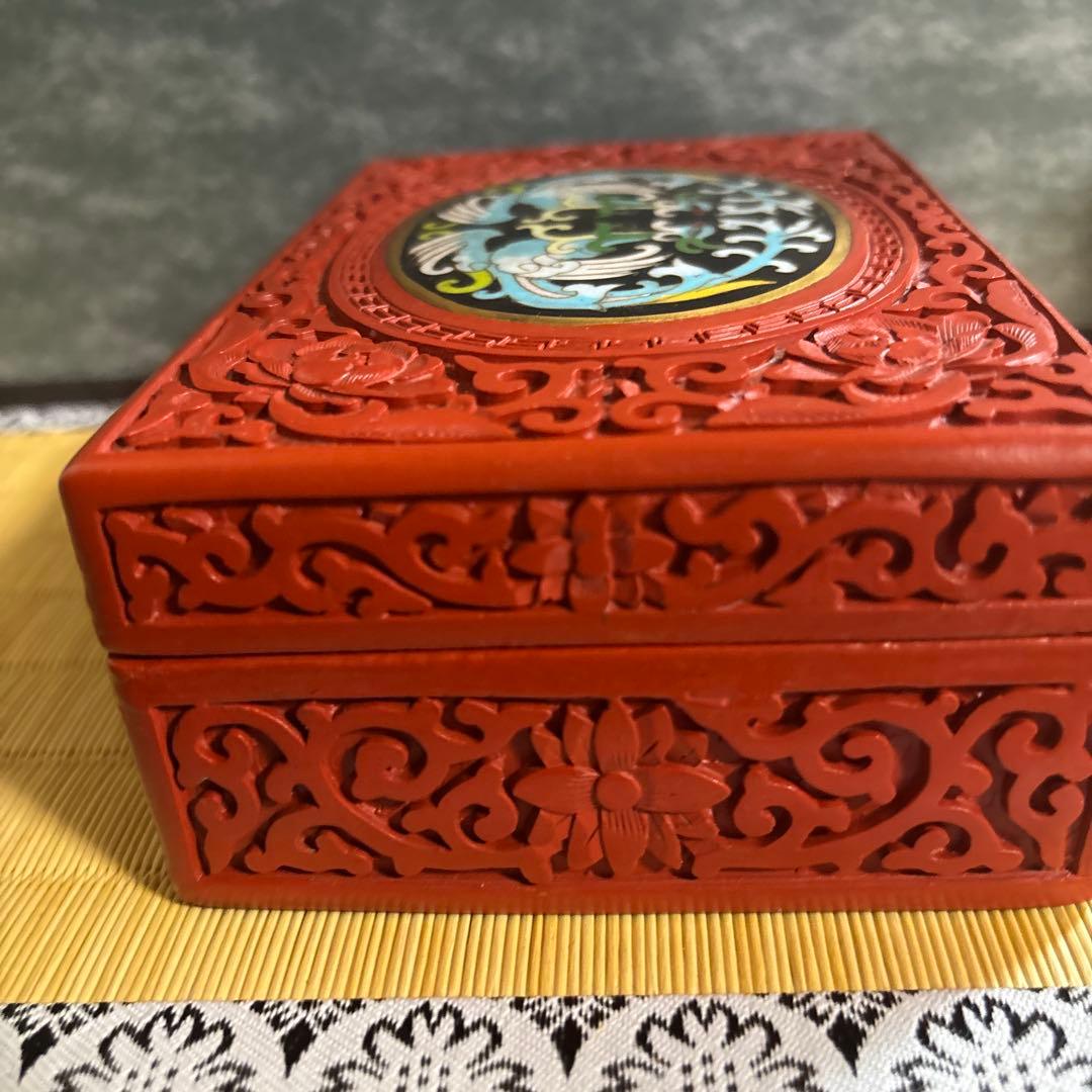 希少 古美術 七宝 堆朱 小物入れ