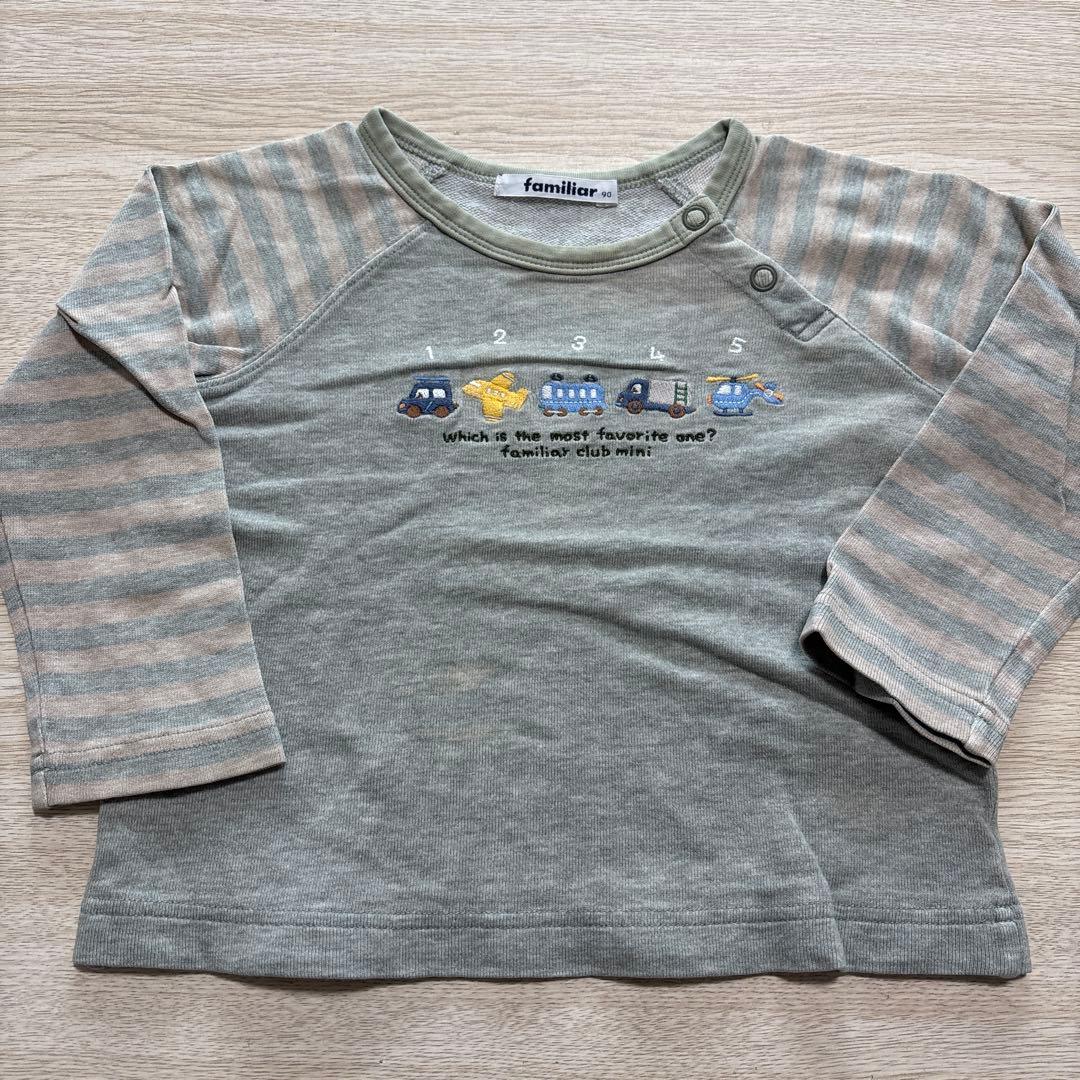 familiar ストライプ柄 長袖Tシャツ 90