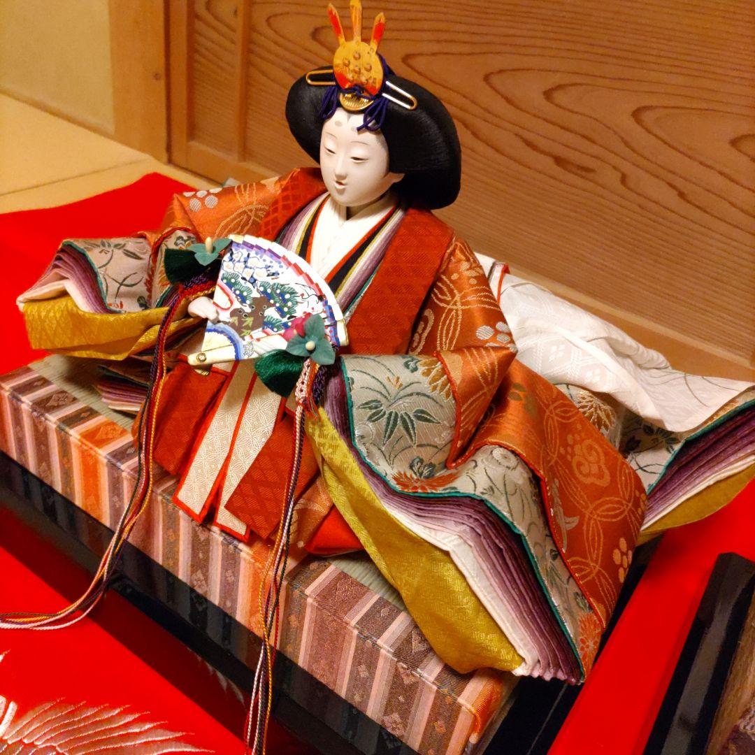 慶雲作 京雛 親王揃い 正絹本仕立十二単衣 台座・毛氈付 キッチン