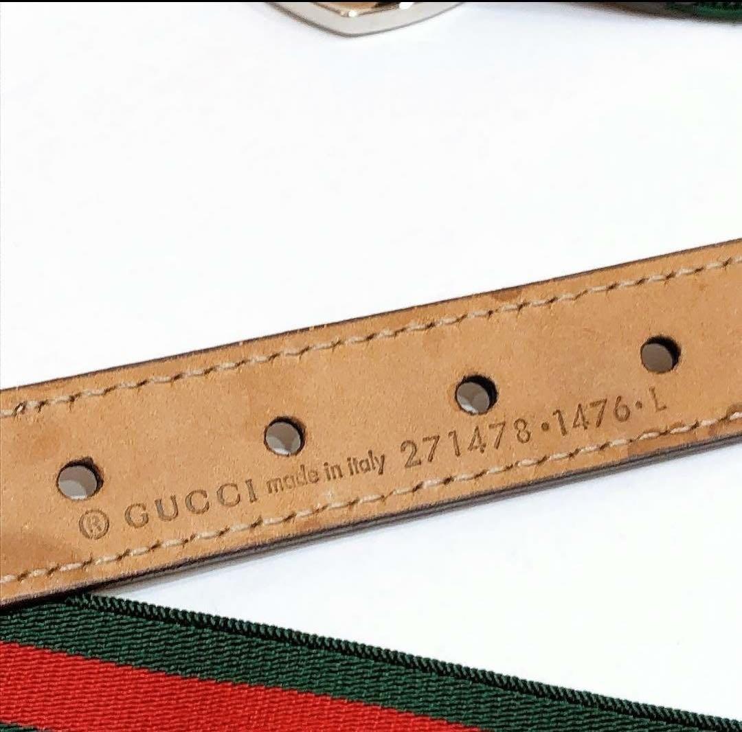 お*ち様 GUCCI ハート型バックル ベルト グリーン/レッド