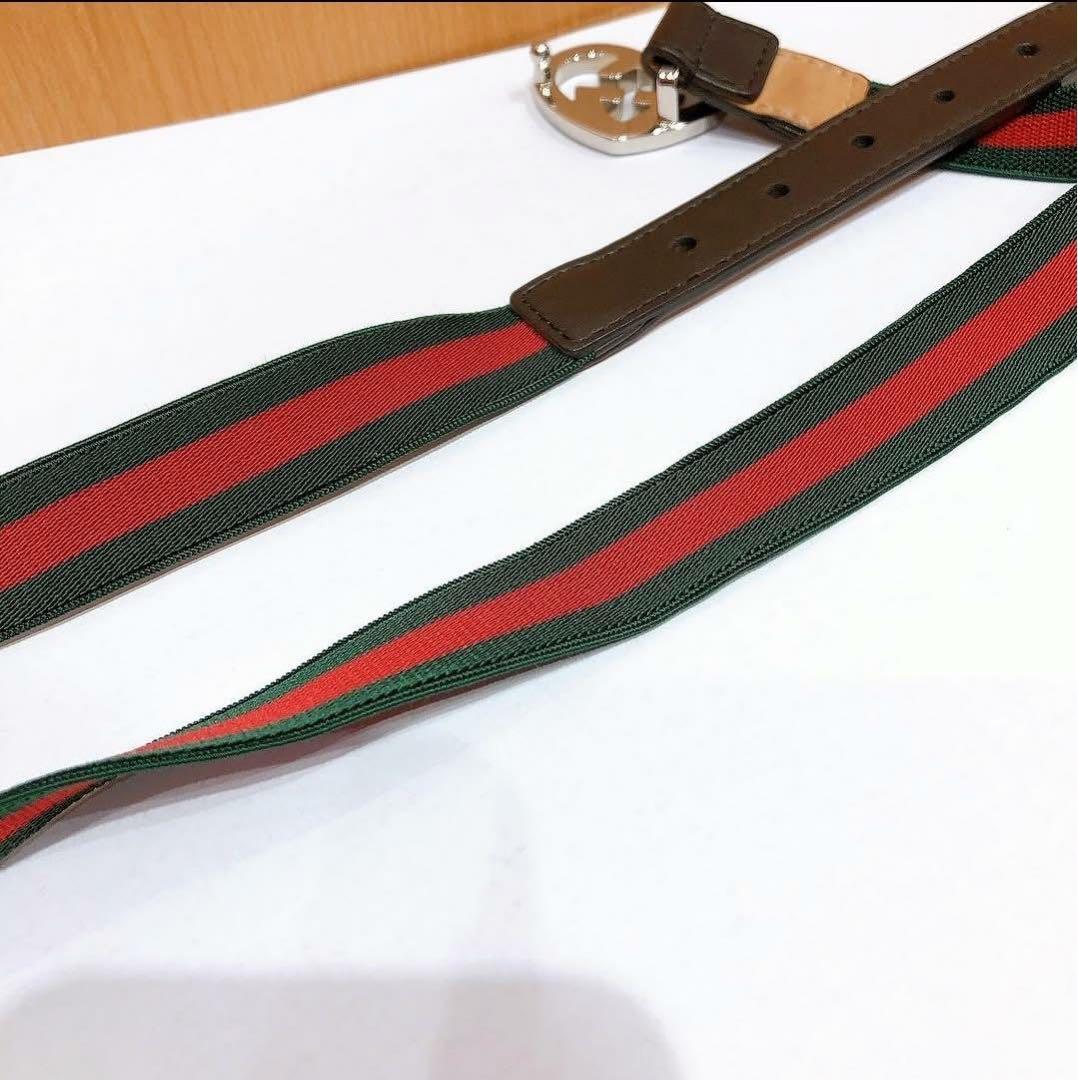 お*ち様 GUCCI ハート型バックル ベルト グリーン/レッド