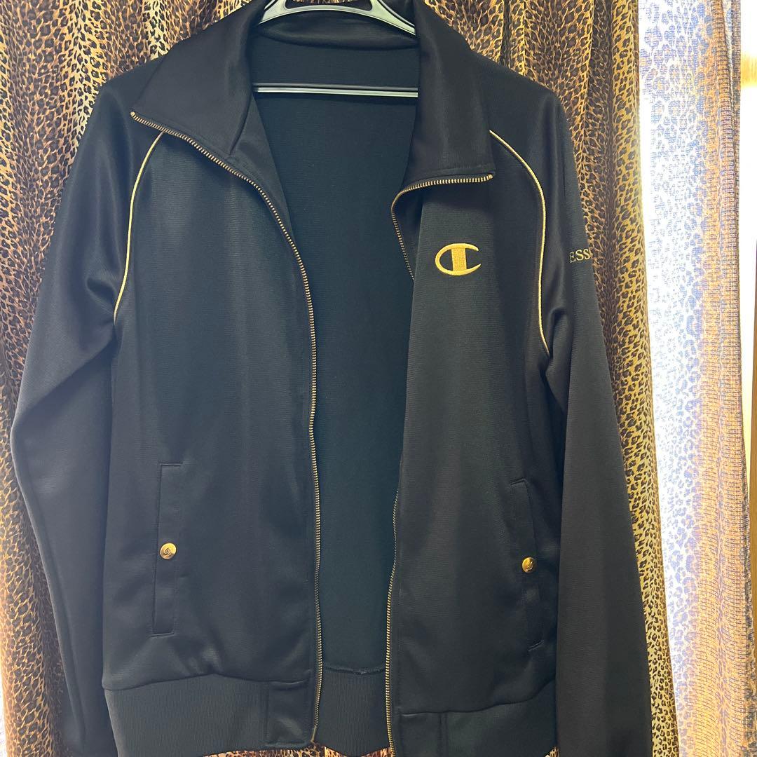 DRESSCAMP チャンピオン　恐竜骨格プリント ジャージ　黒金　ゴールド　L