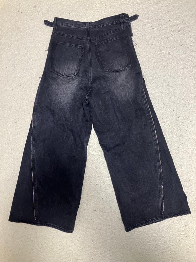 【Grancy】ジップデザインバギーデニムパンツ