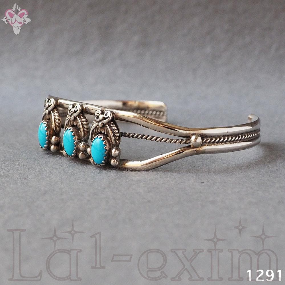 超美品 ターコイズ ３個 インディアンジュエリー 純銀 バングル 刻印 ナバホ族