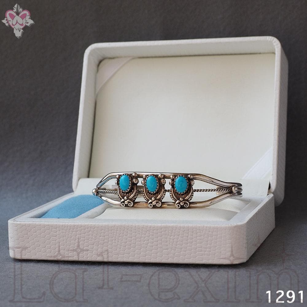 超美品 ターコイズ ３個 インディアンジュエリー 純銀 バングル 刻印 ナバホ族