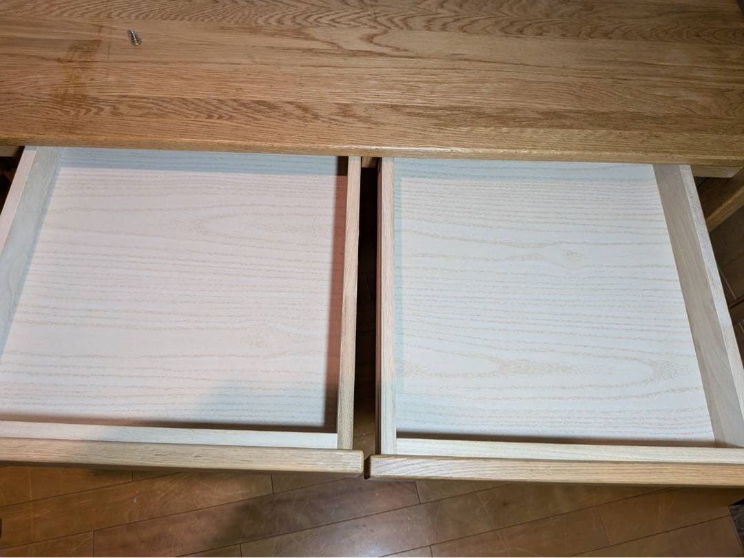 ■送料込■無印 MUJI オーク無垢材デスク 引出足元棚付 学習机 事務テーブル