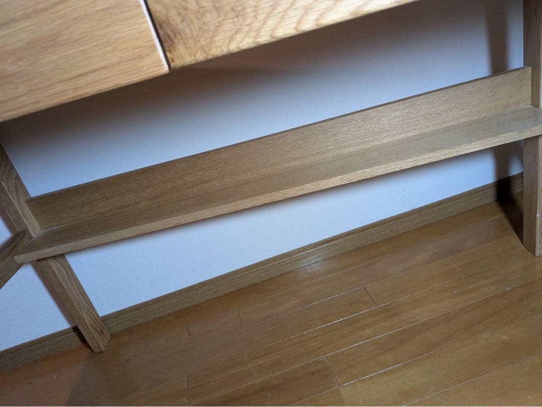 ■送料込■無印 MUJI オーク無垢材デスク 引出足元棚付 学習机 事務テーブル